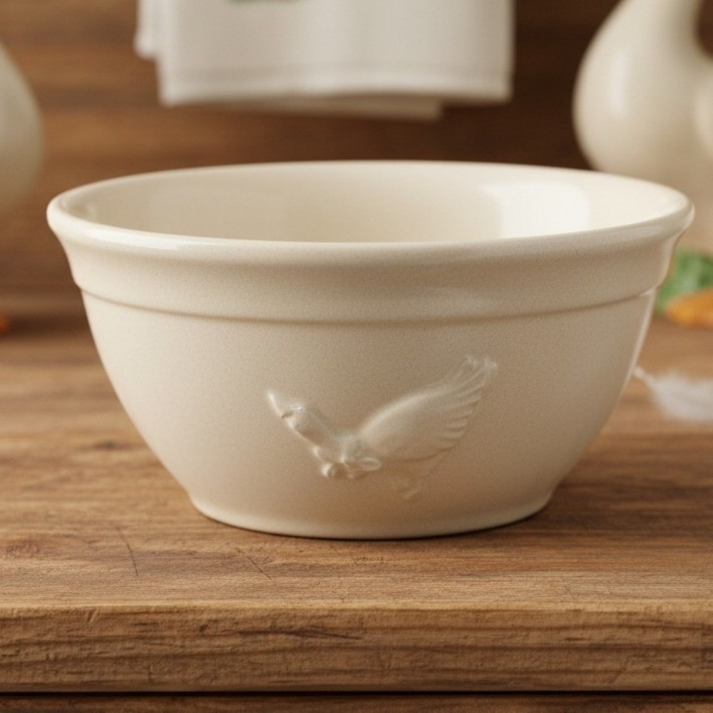 McCoy Pottery Ceramic 6" Goose Bowl #2106, Vintage White Farmhouse USA Tableware